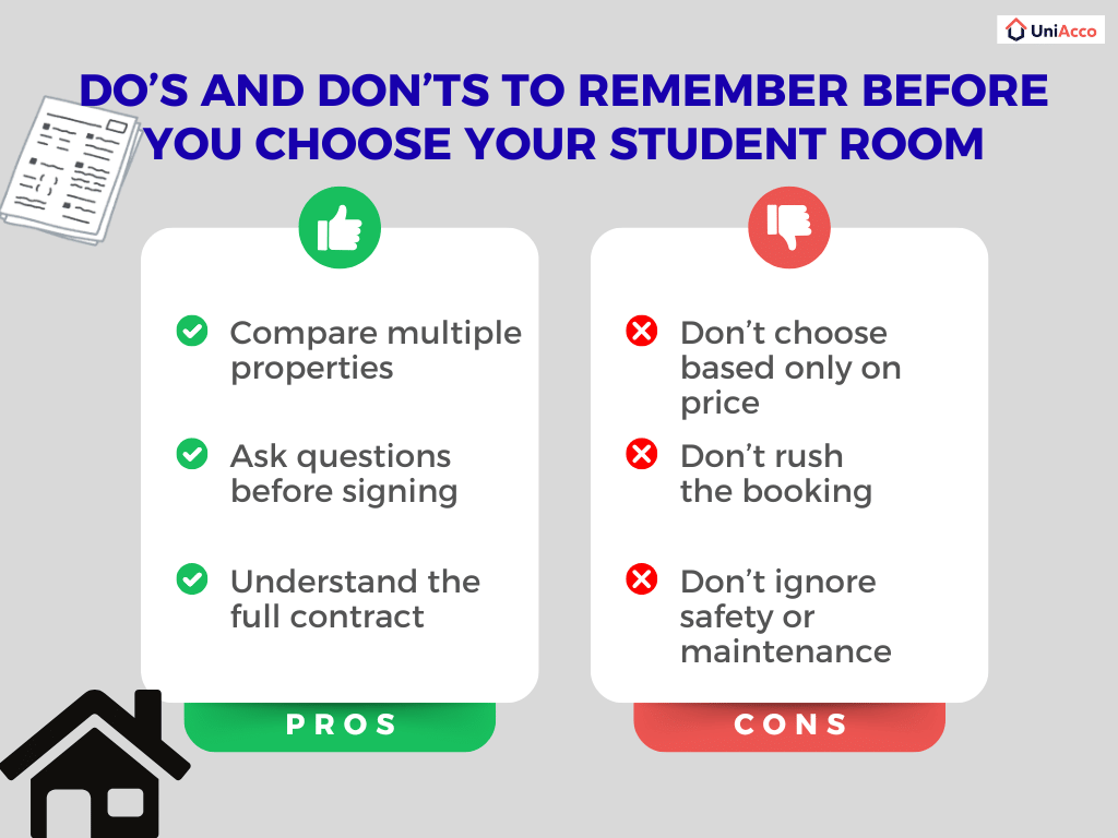 Do’s and Don’ts Before You Choose Your Student Room