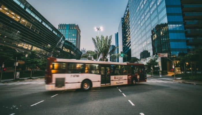 A bus driving down a street in Vancouver
